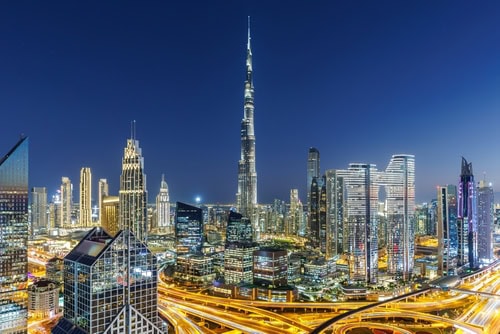 Burj Khalifa in Dubai bei Nacht